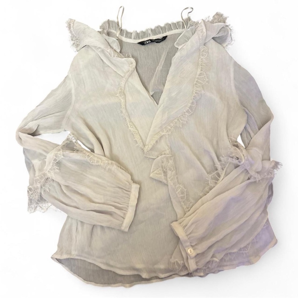 Zara Cream Ruffled Blouse